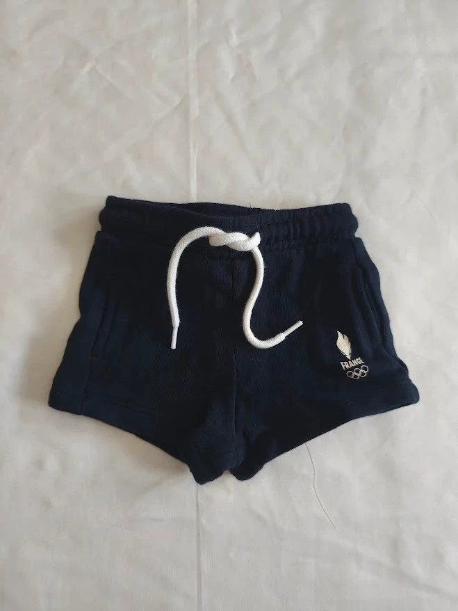 Short Paris 2024 3 mois bleu marine France JO taille élastiquée